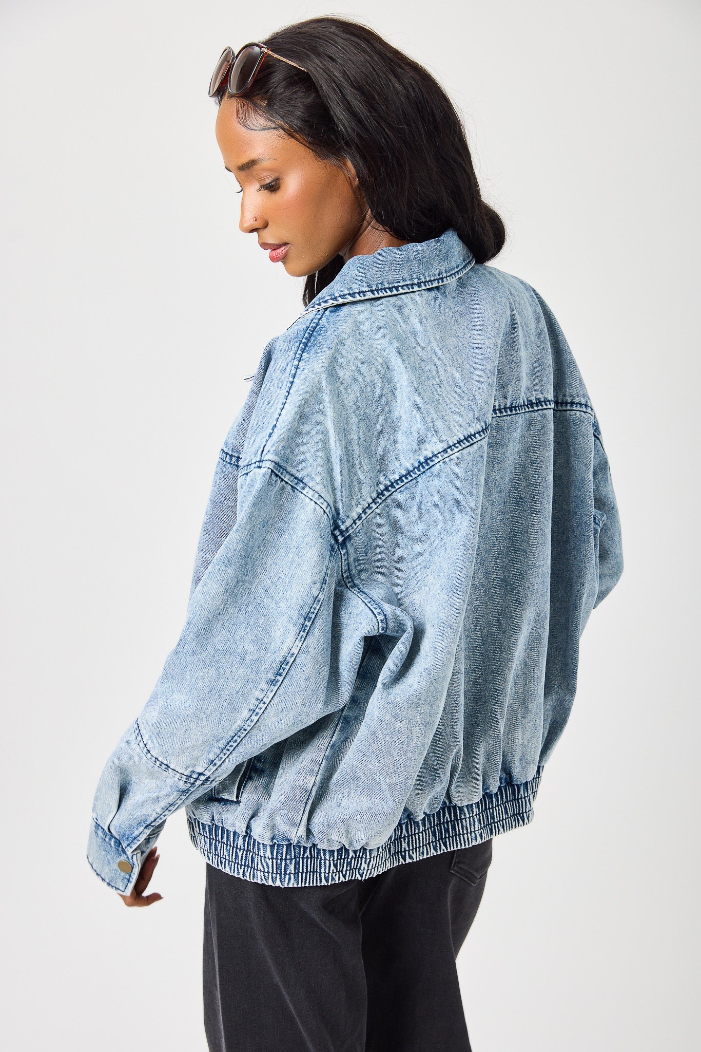 Ashley Oversized Denim Bomber Jacket
