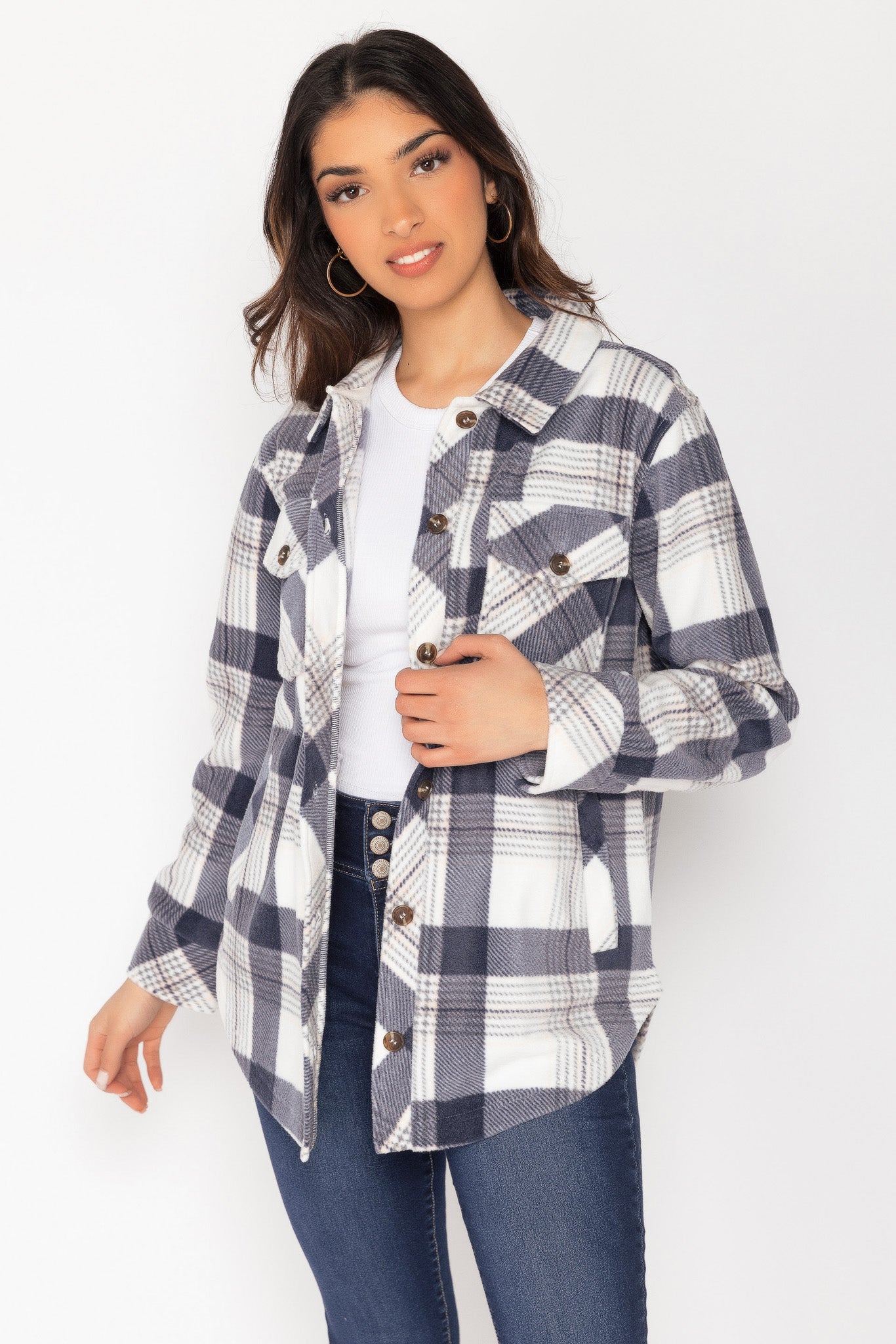 Tori Plaid Polar Fleece Shacket