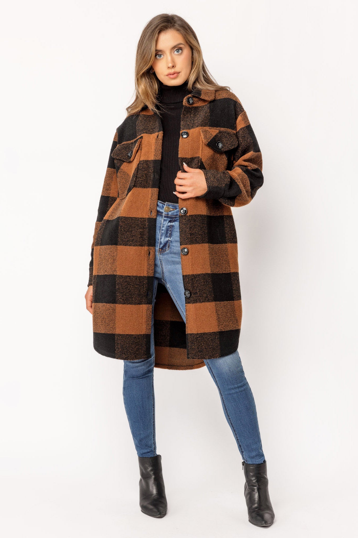 Buffalo Plaid Knit Longline Shacket