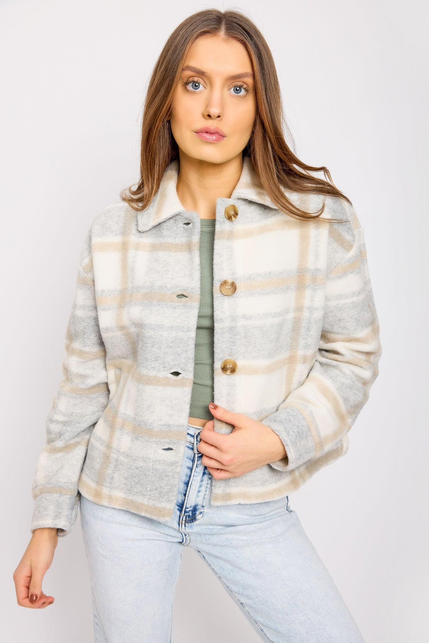 Plaid Cropped Shacket