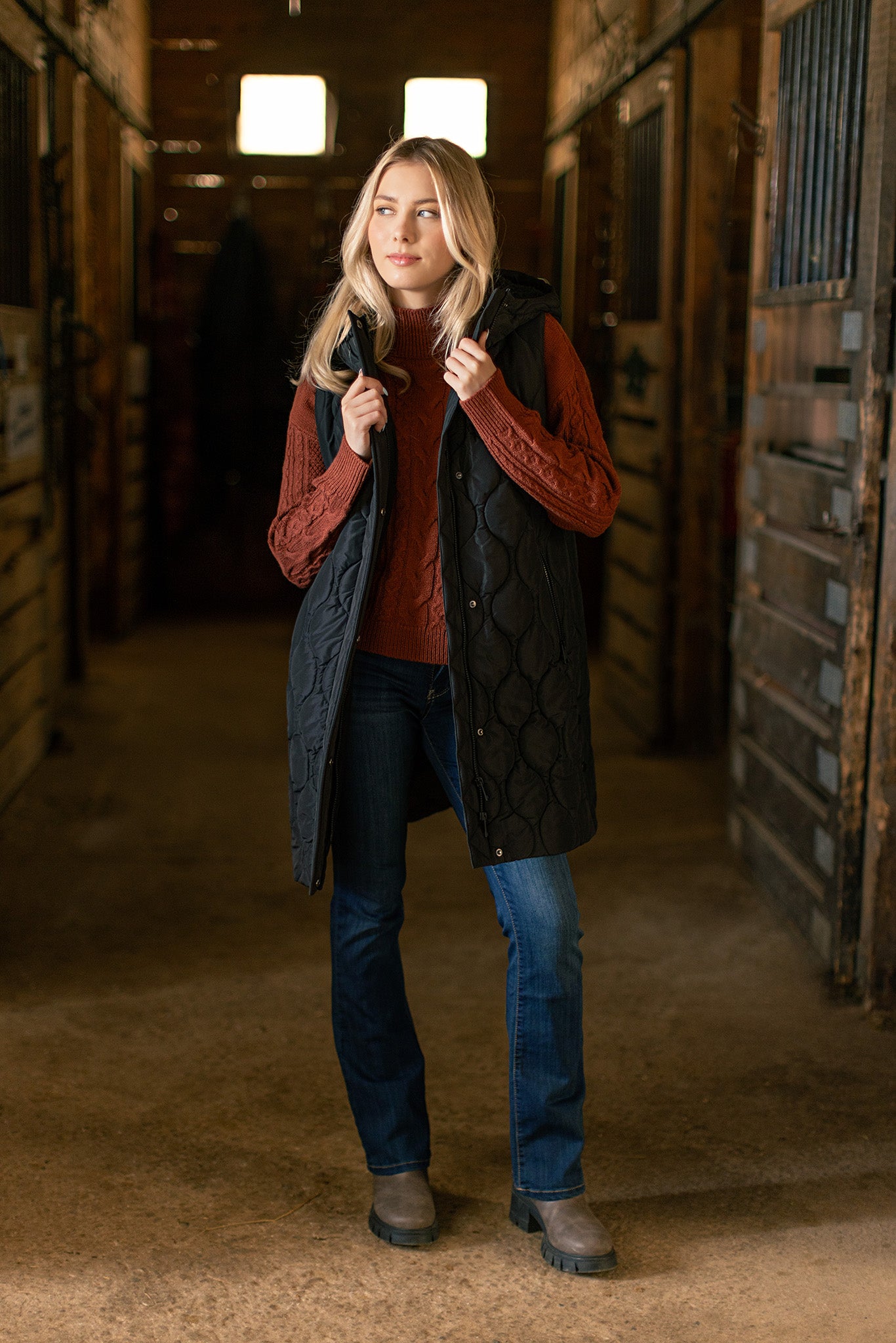 Wave Quilted Hooded Vest