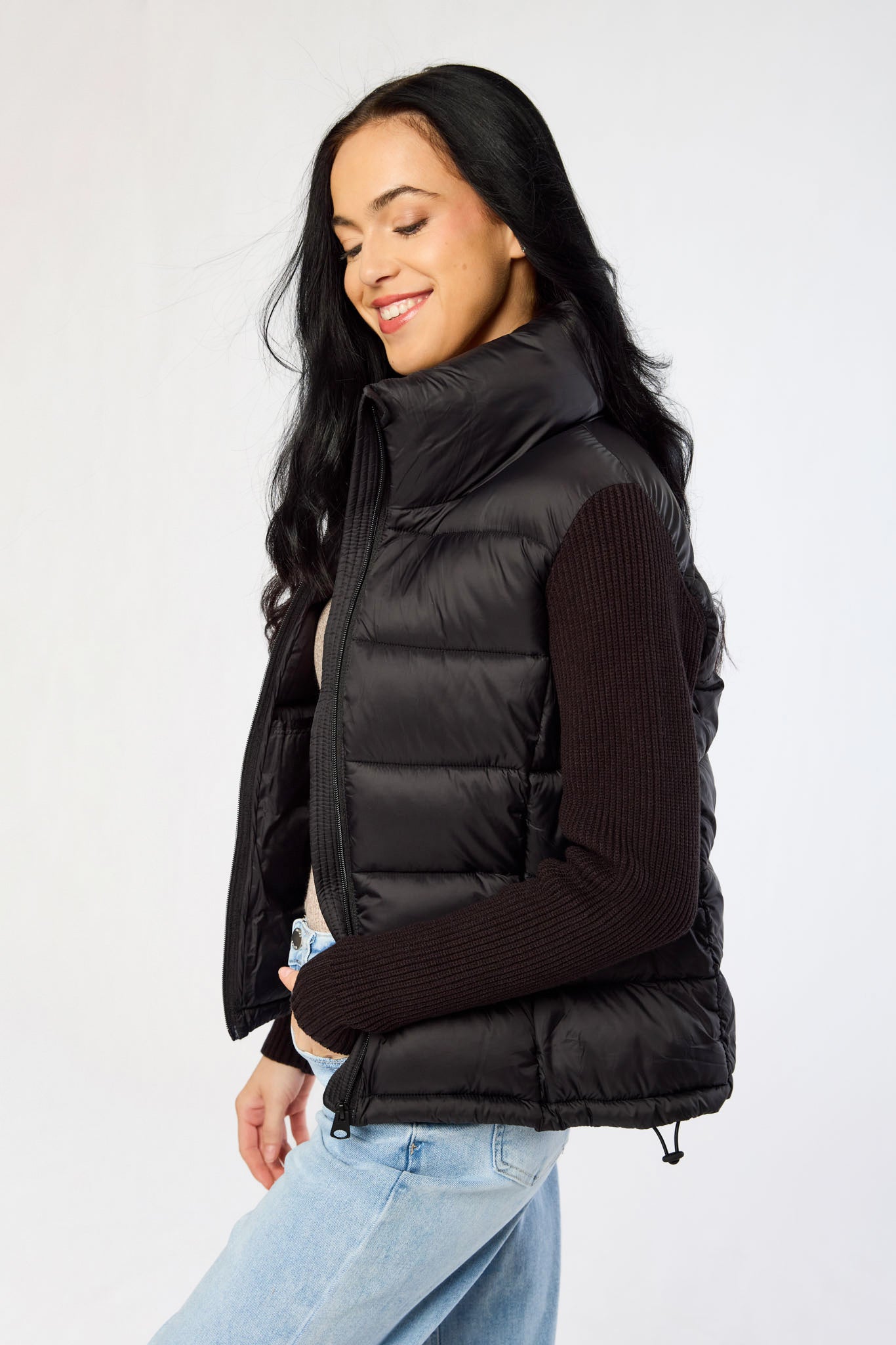 Knitted Sleeve Puffer Jacket