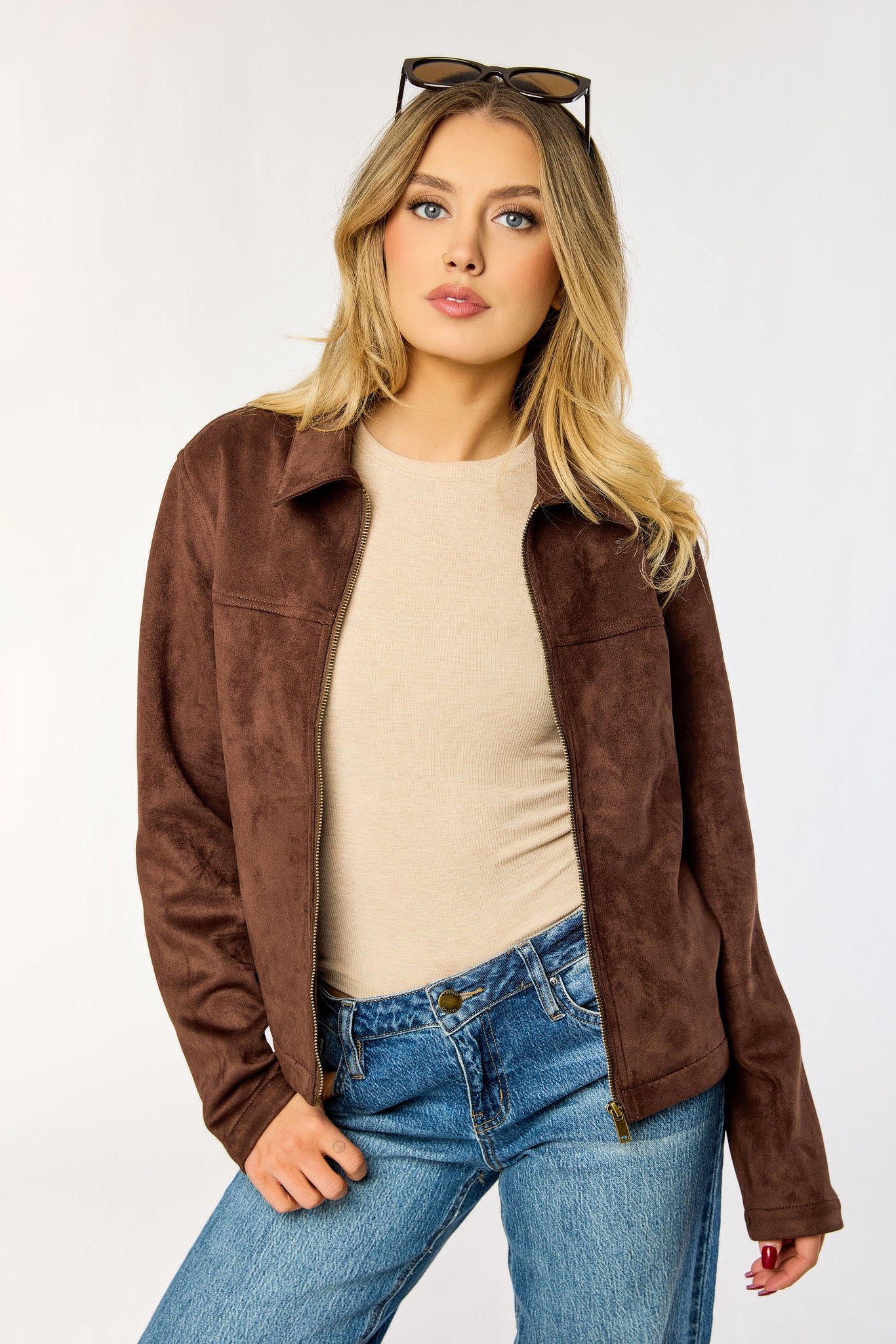 Suede Zip-Front Jacket