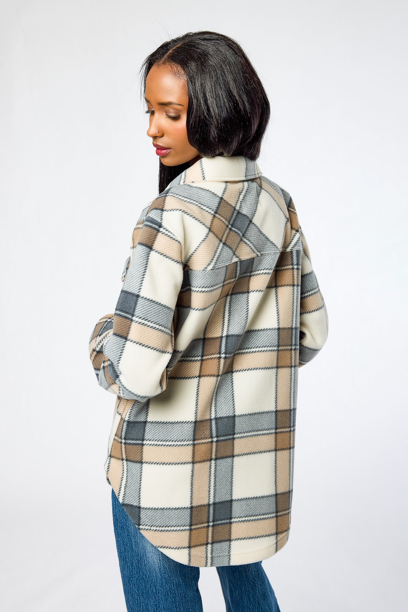 Stella Plaid Polar Fleece Shacket