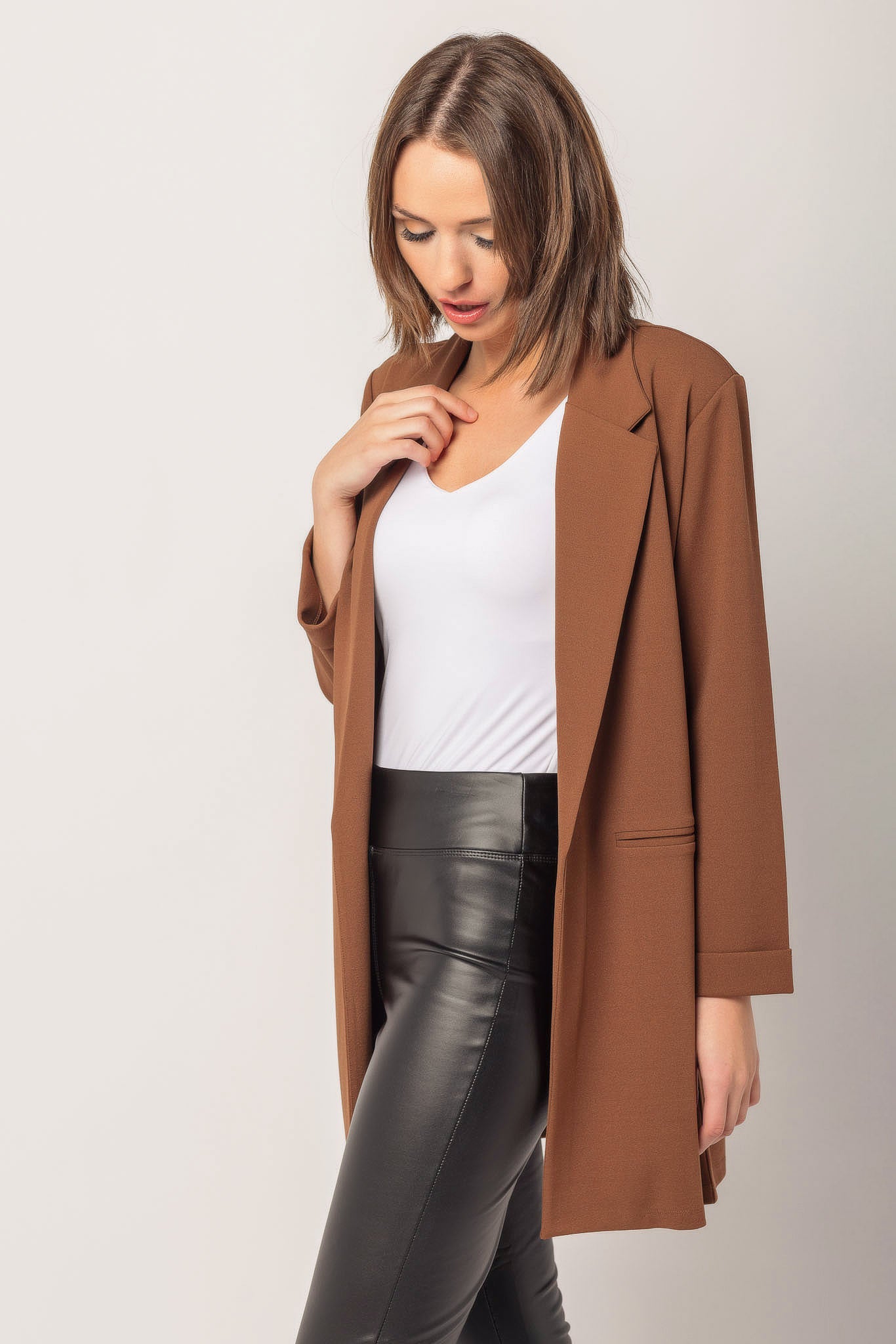 Longline Blazer with Roll-Up Sleeves