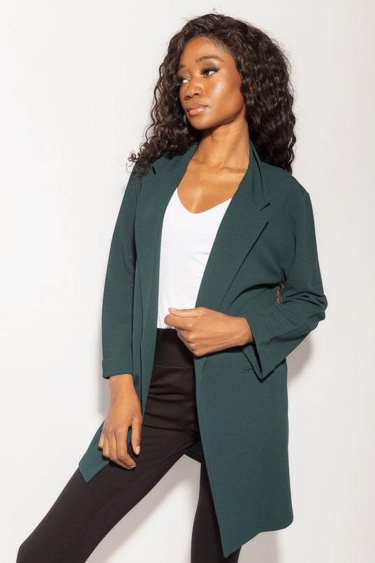Longline Blazer with Roll-Up Sleeves
