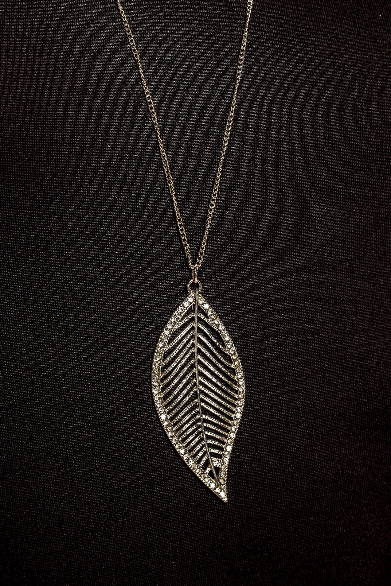 Rhinestone Leaf Necklace