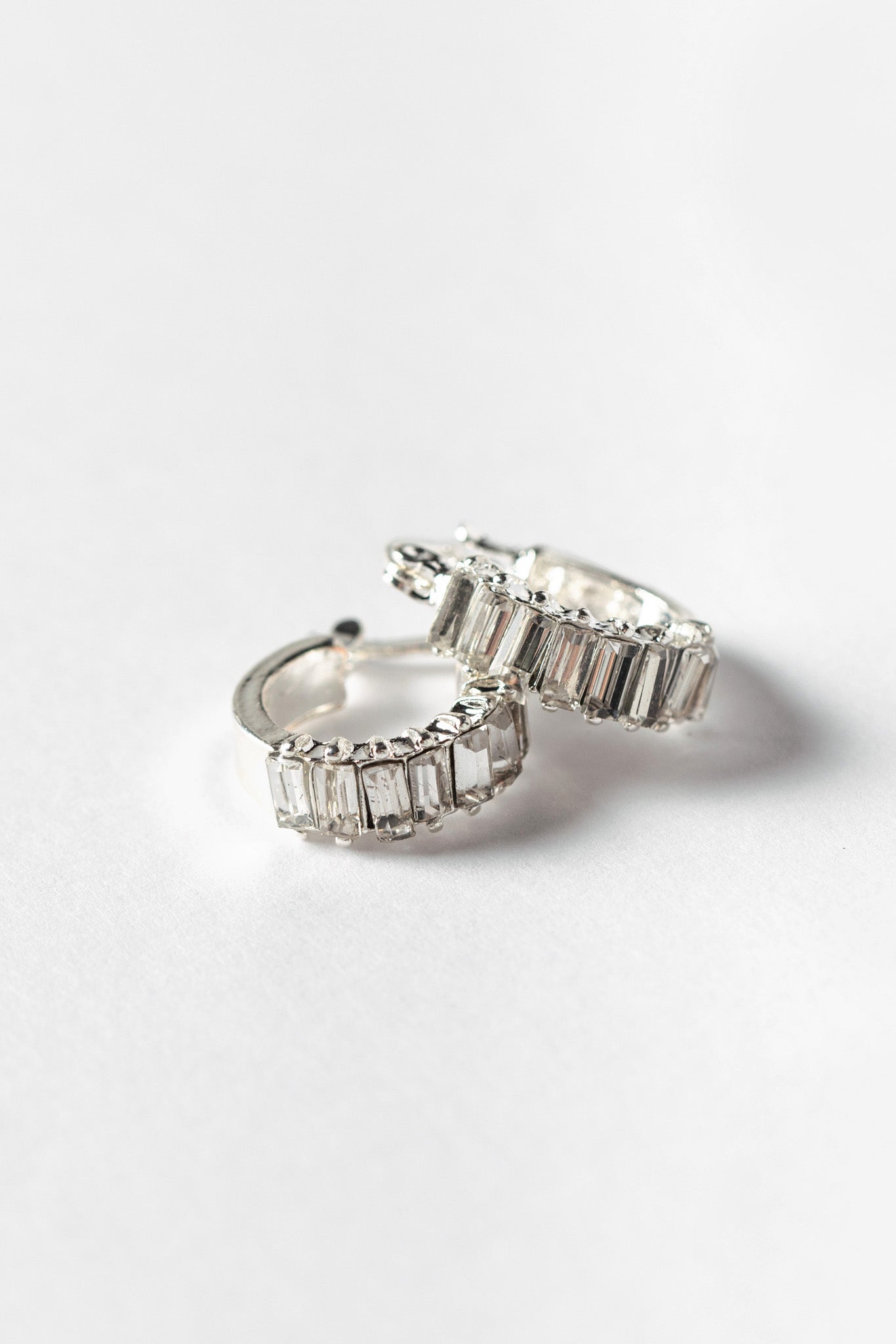 Huggie Earrings with Baguette Rhinestones