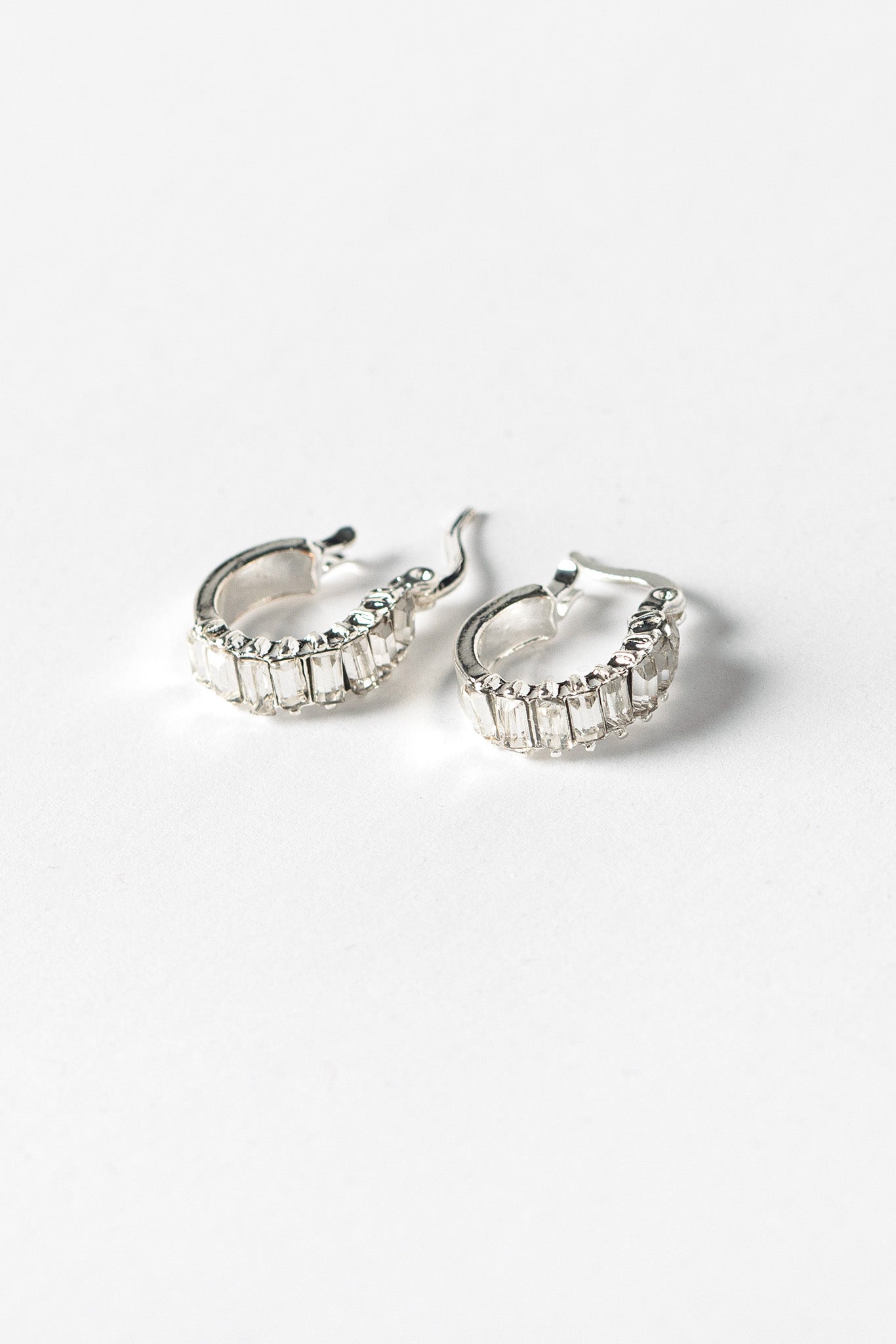 Huggie Earrings with Baguette Rhinestones