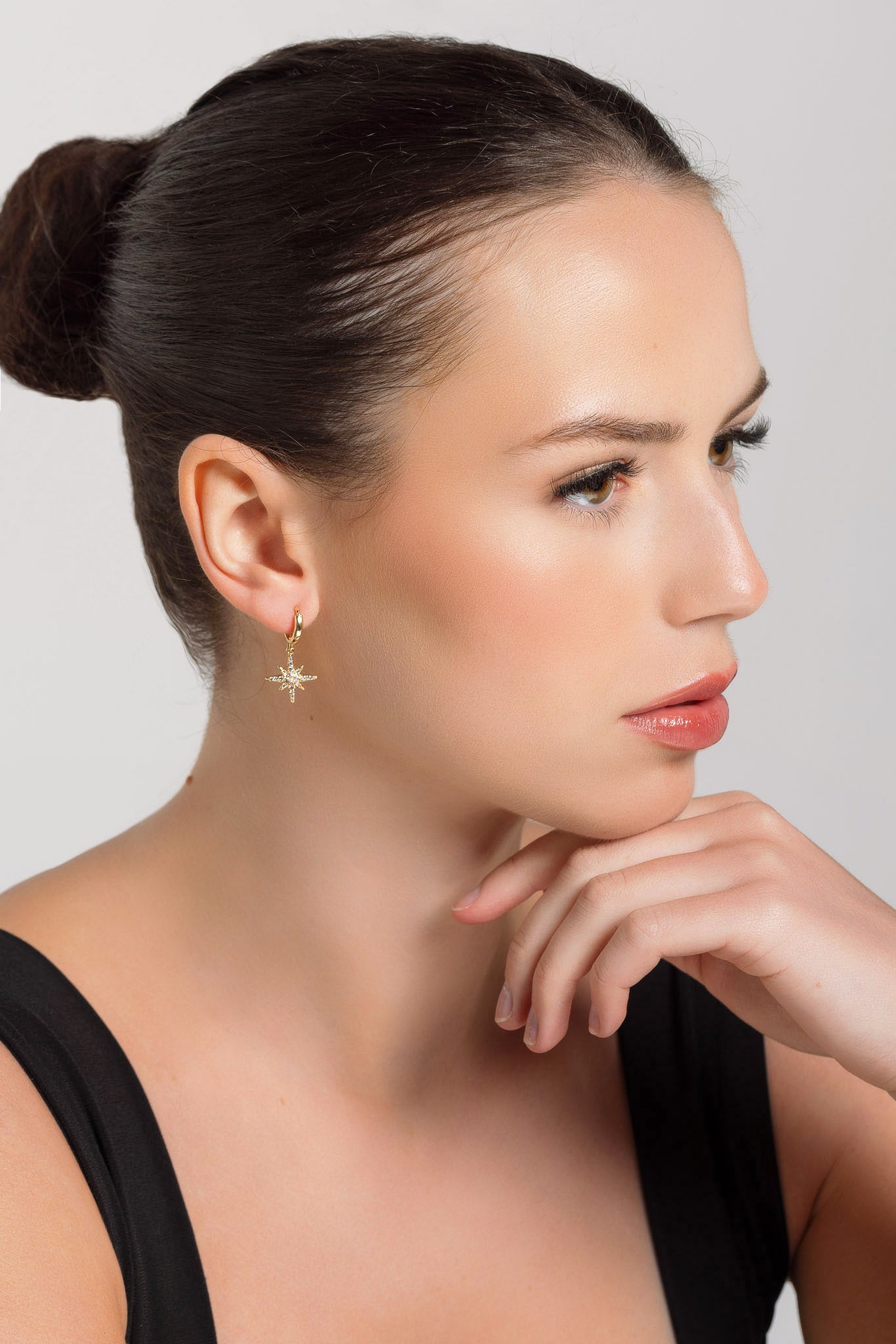 Rhinestone Drop Hoop Earrings