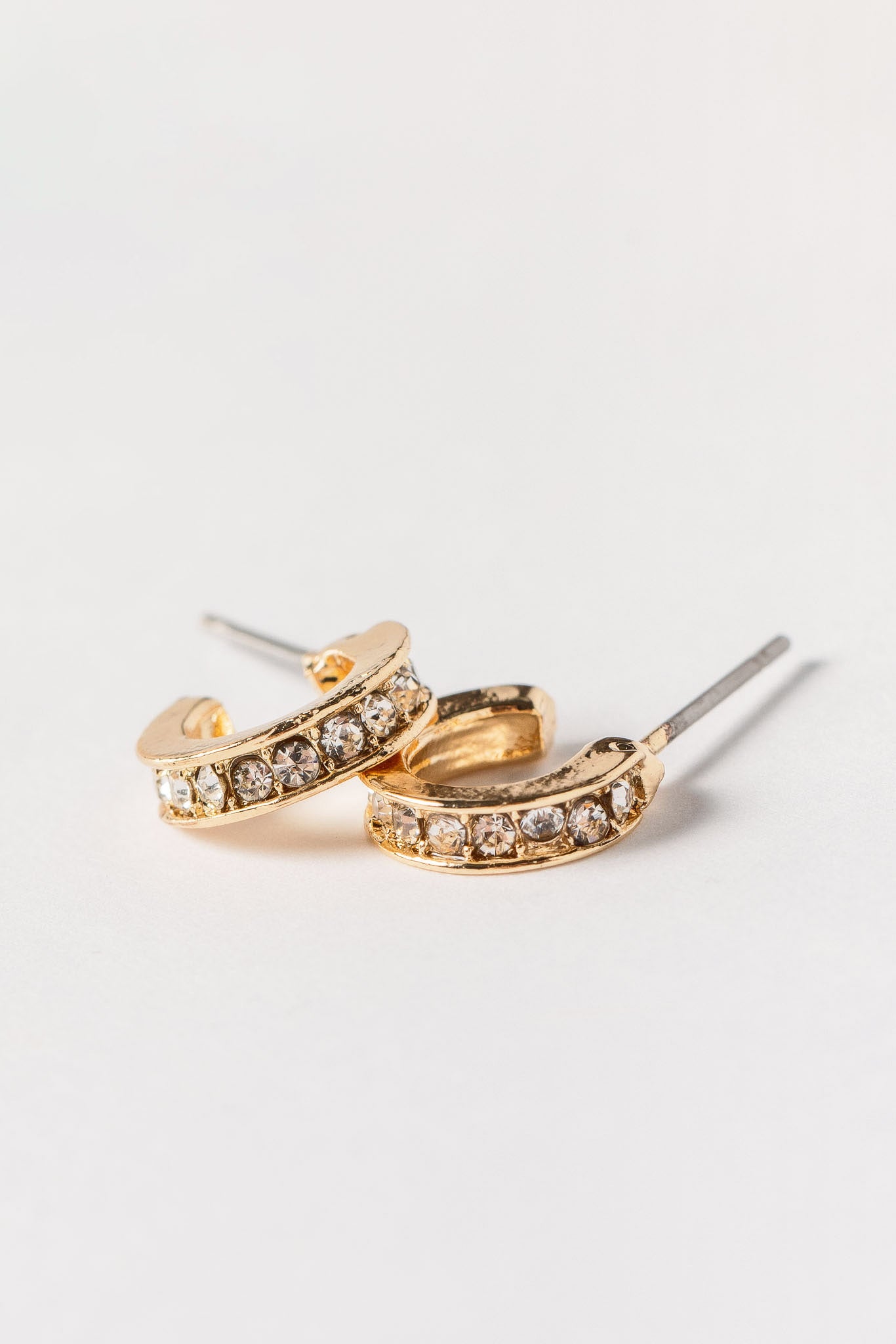 Clover and Rhinestone Huggie Earring Set