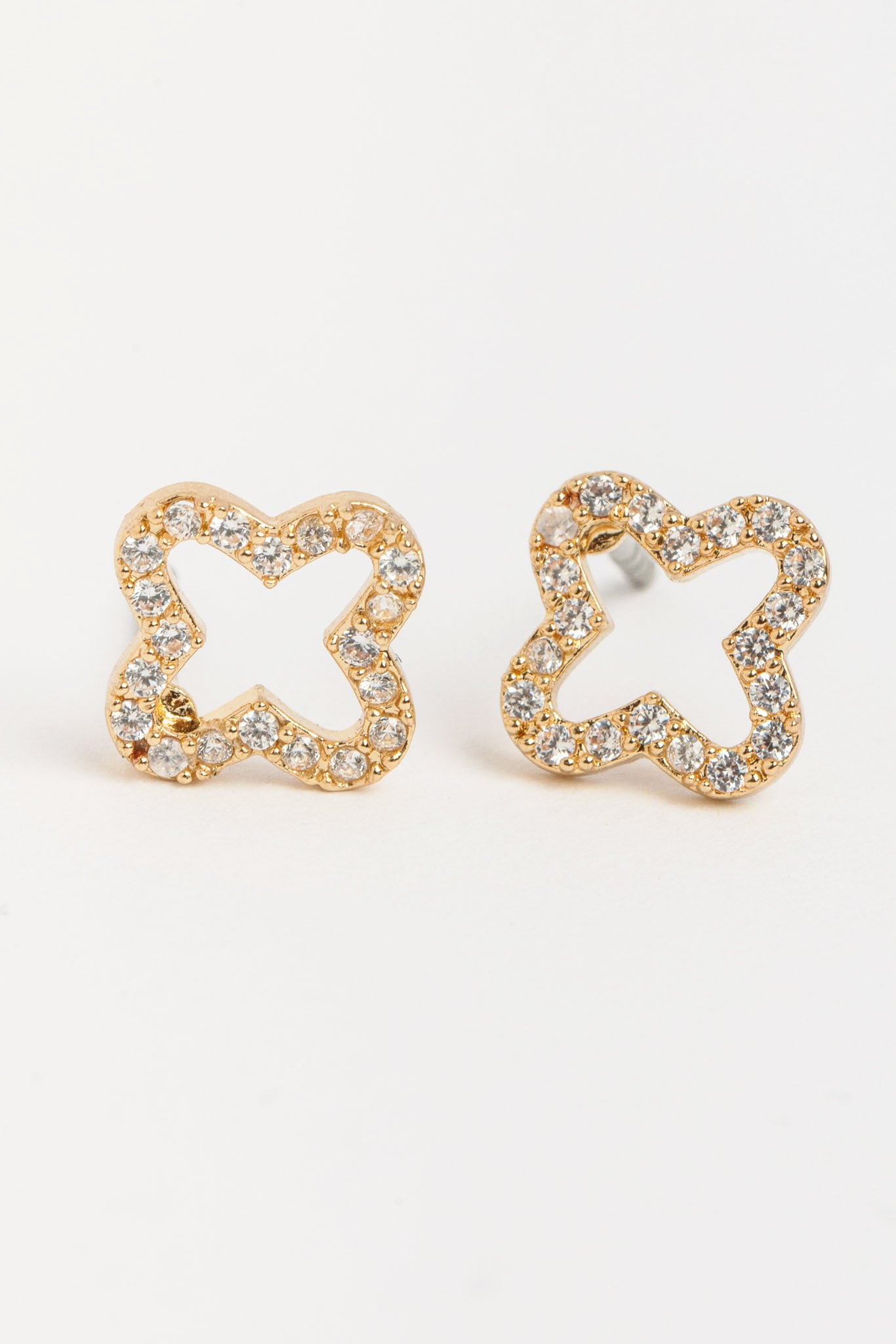Clover and Rhinestone Stud Earring Set