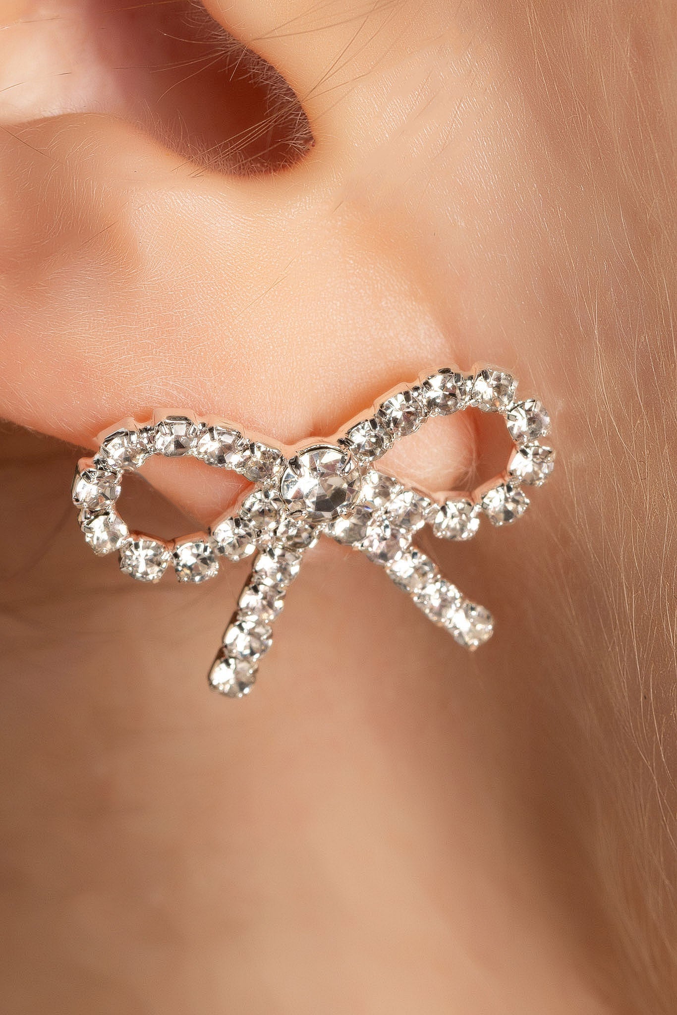 Rhinestone Bow Earrings