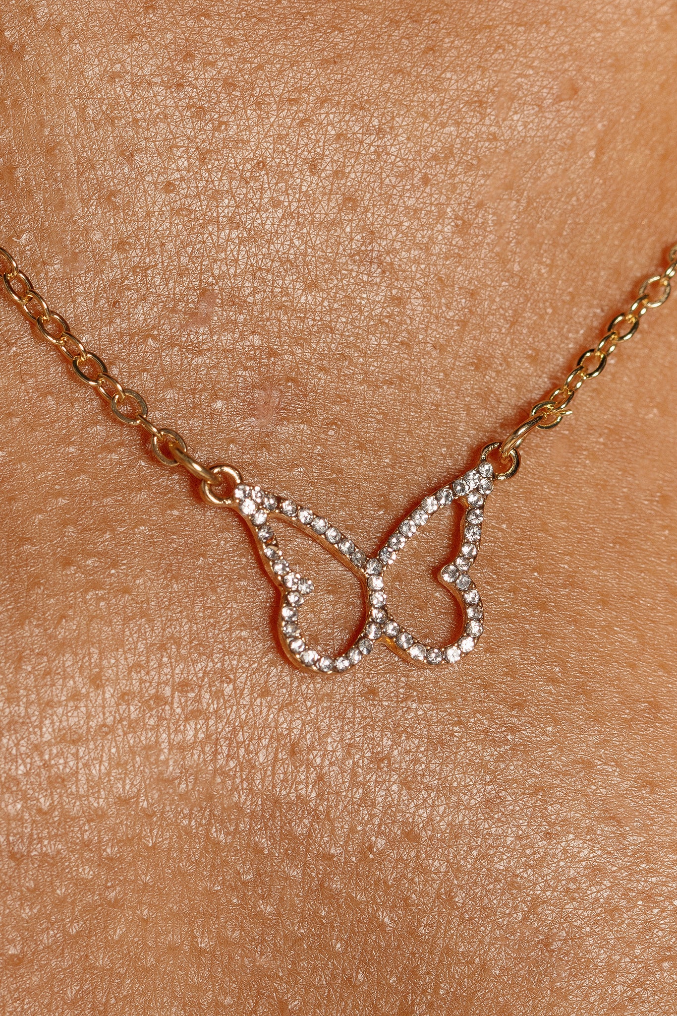 Necklace with Rhinestone Butterfly