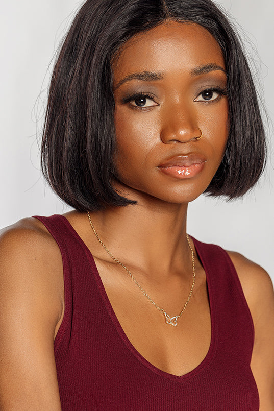 Necklace with Rhinestone Butterfly
