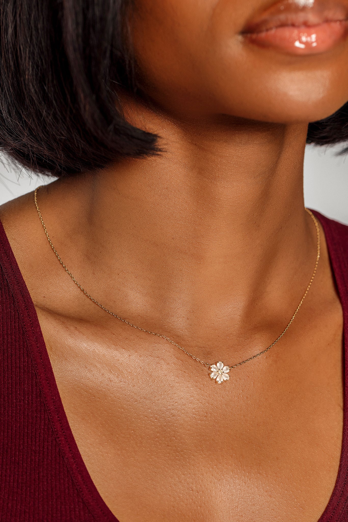 Necklace with Opaque Flower Pendant