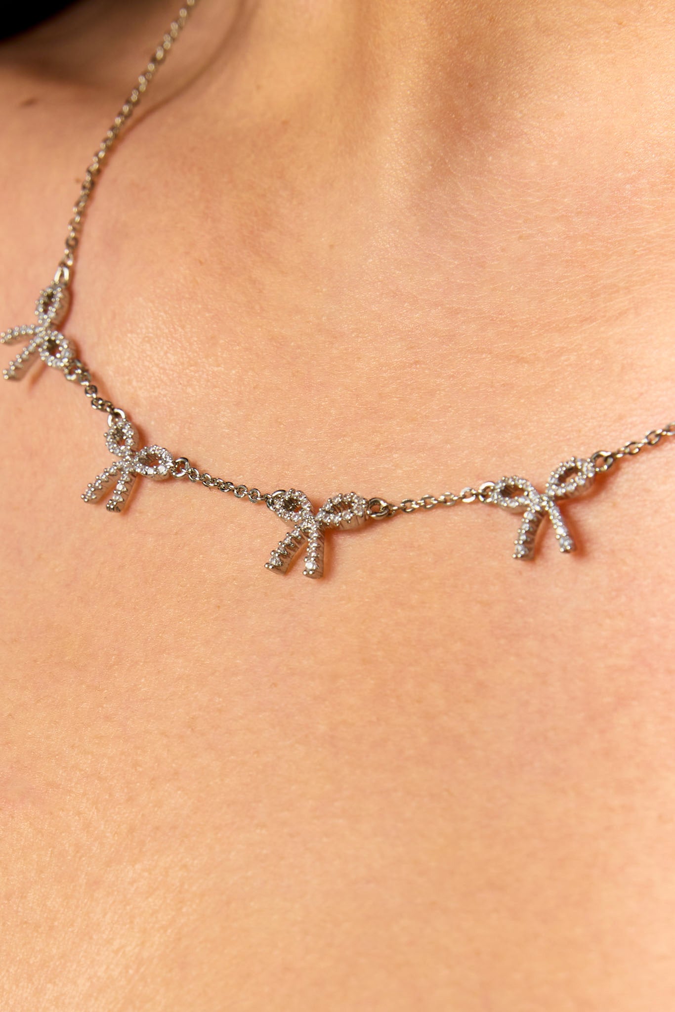 Mini-Rhinestone Bow Necklace