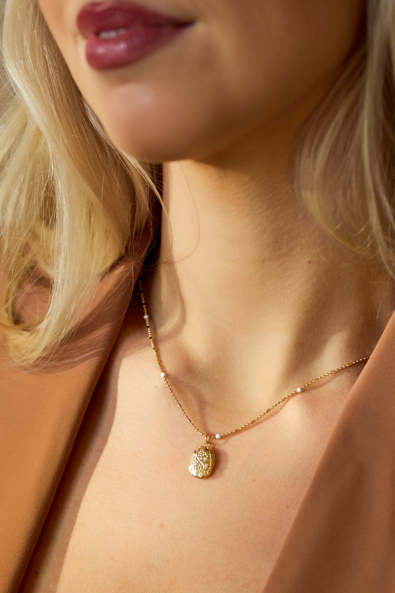 Mini Locket Beaded-Chain Necklace