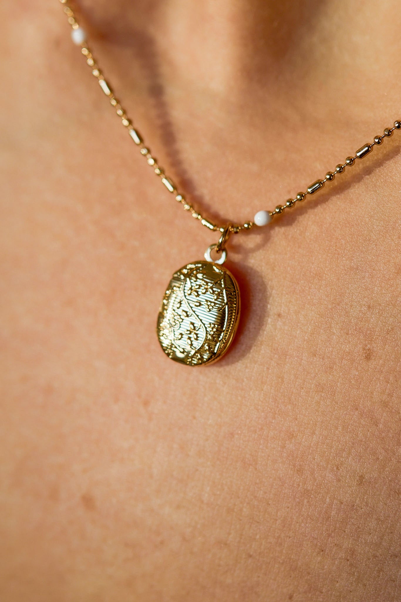 Mini Locket Beaded-Chain Necklace