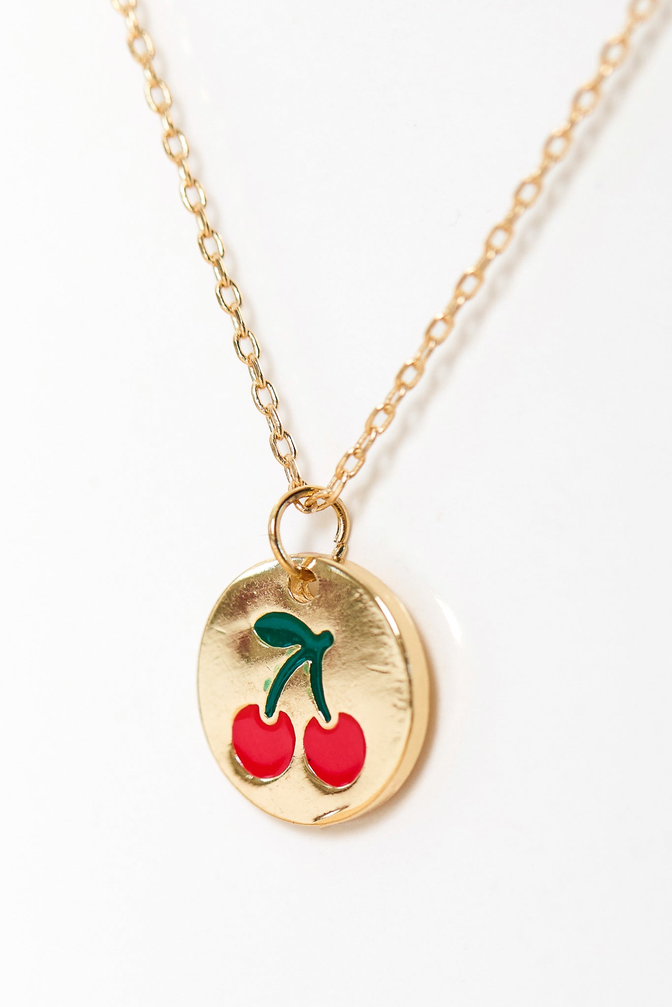 Cherry Coin Pendant Necklace