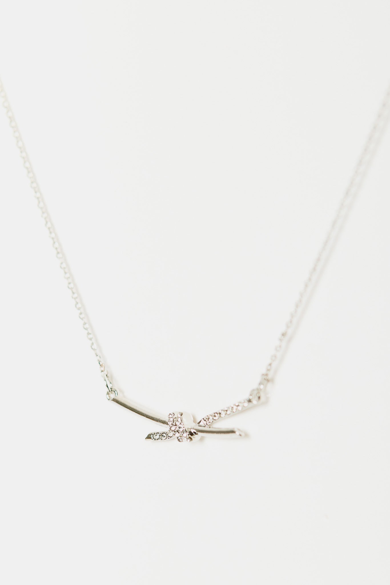 Rhinestone Knot Charm Necklace
