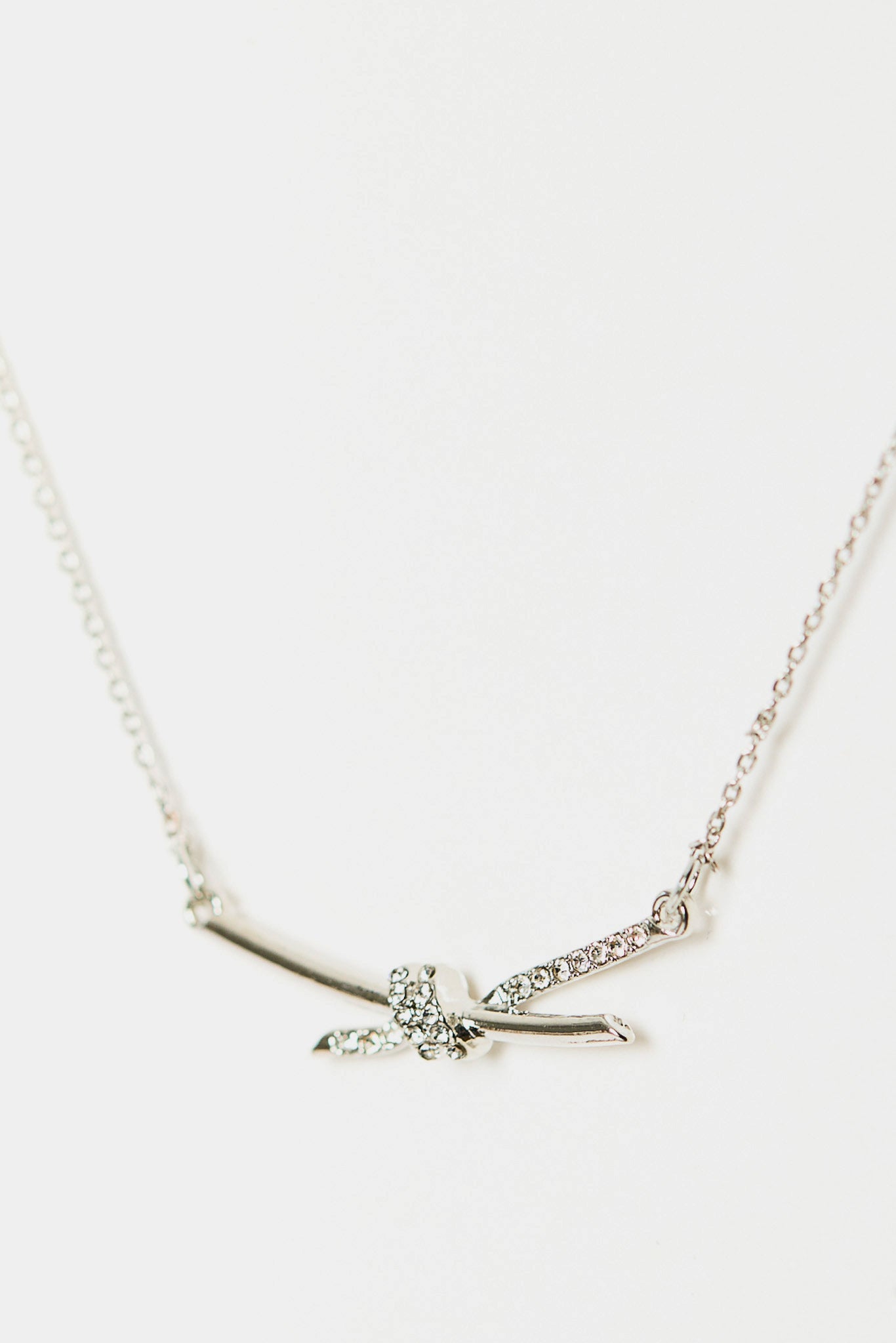Rhinestone Knot Charm Necklace