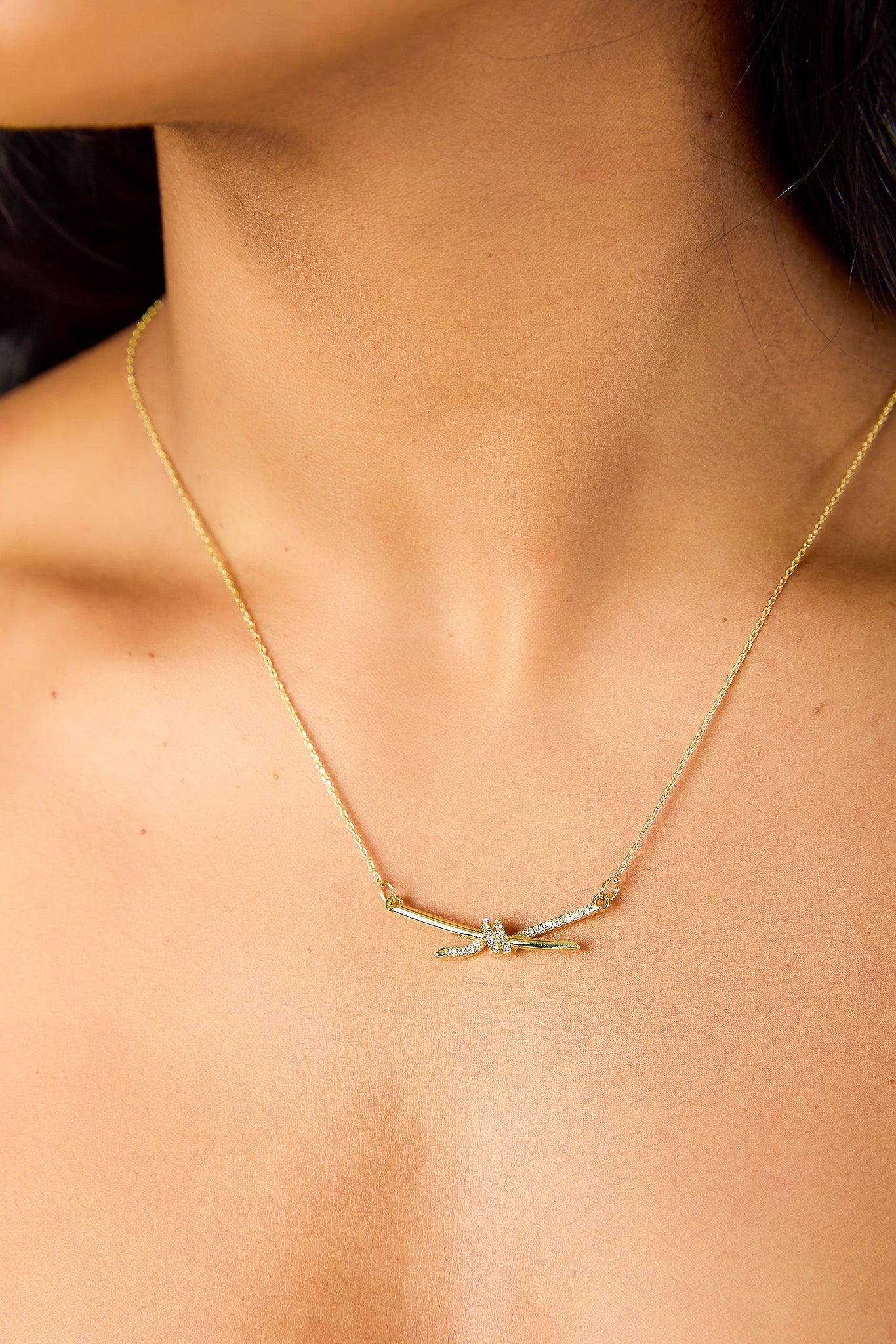 Rhinestone Knot Charm Necklace