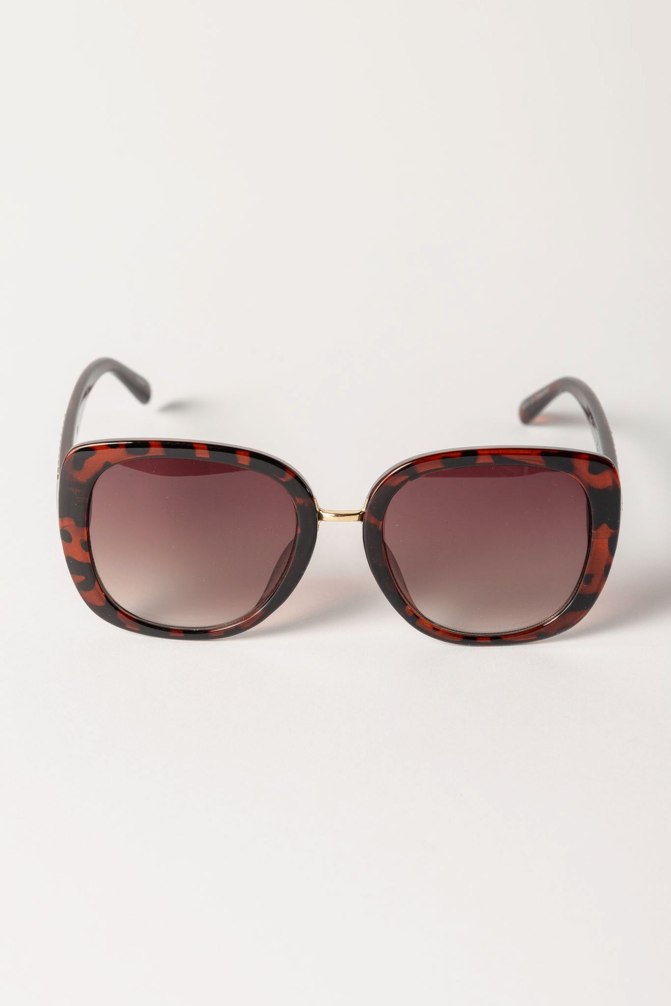 Large Square Sunglasses with Metal Bridge