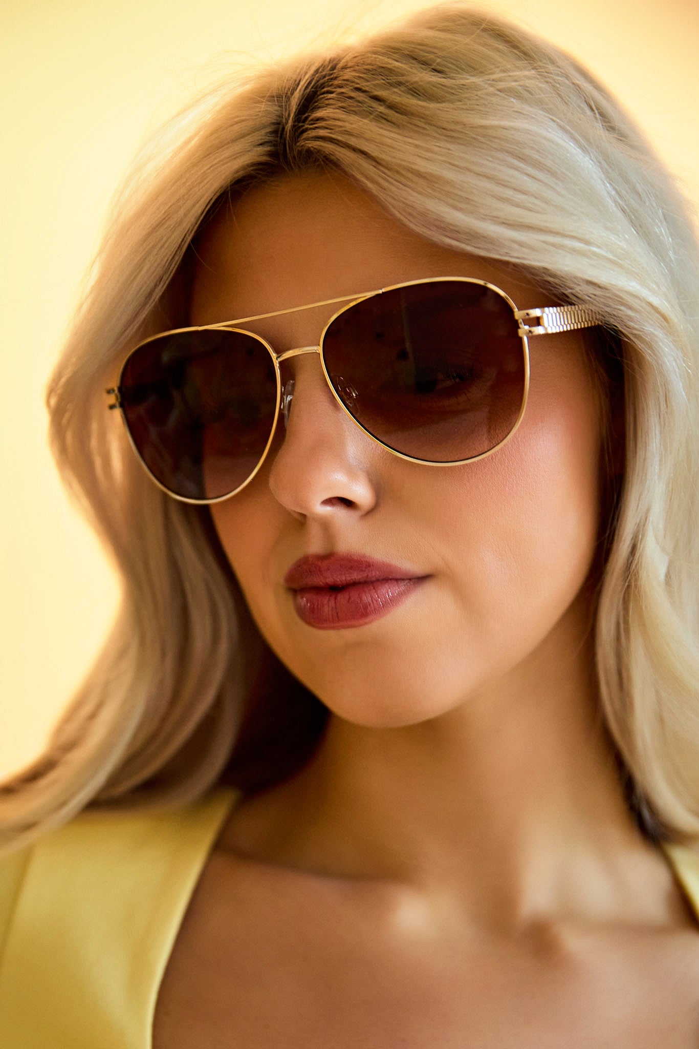 Gold-Trim Aviator Sunglasses